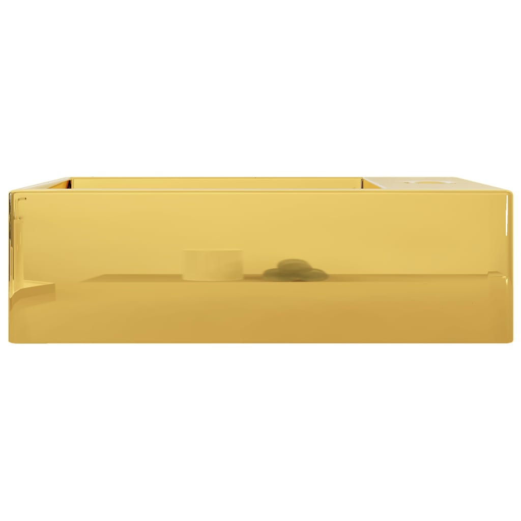 Aranyszínű kerámia mosdókagyló túlfolyóval 49 x 25 x 15 cm 