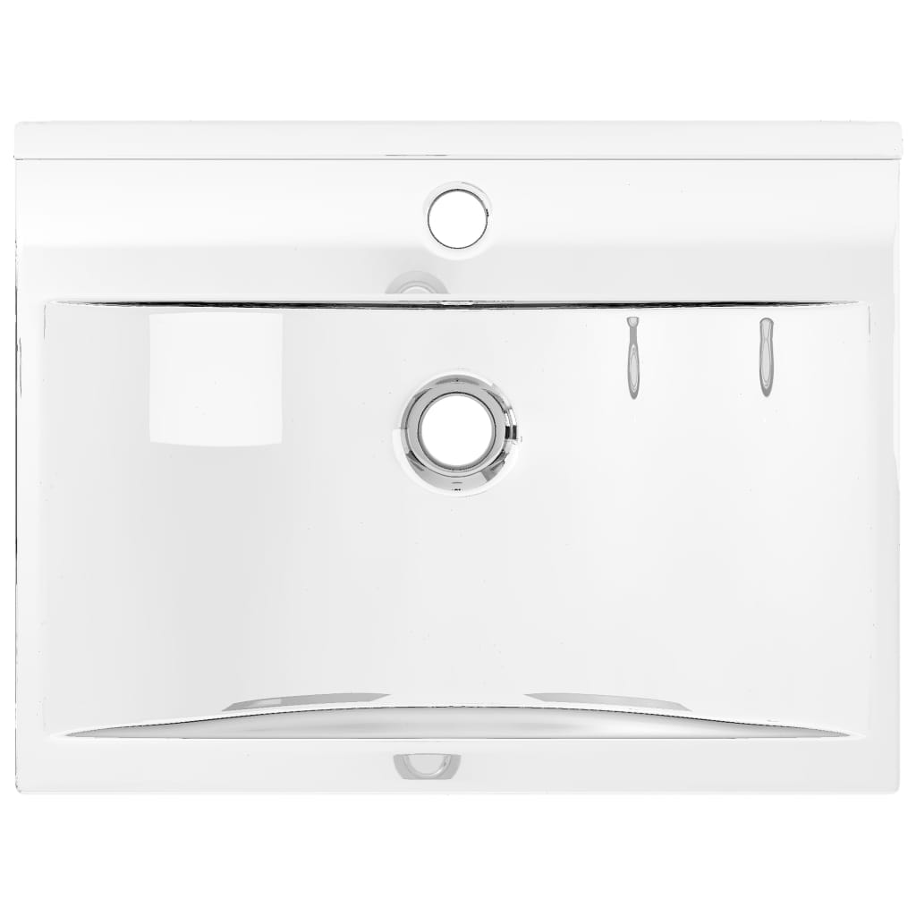 vidaXL Wastafel met overloop 60x46x16 cm keramiek zilverkleurig afbeelding