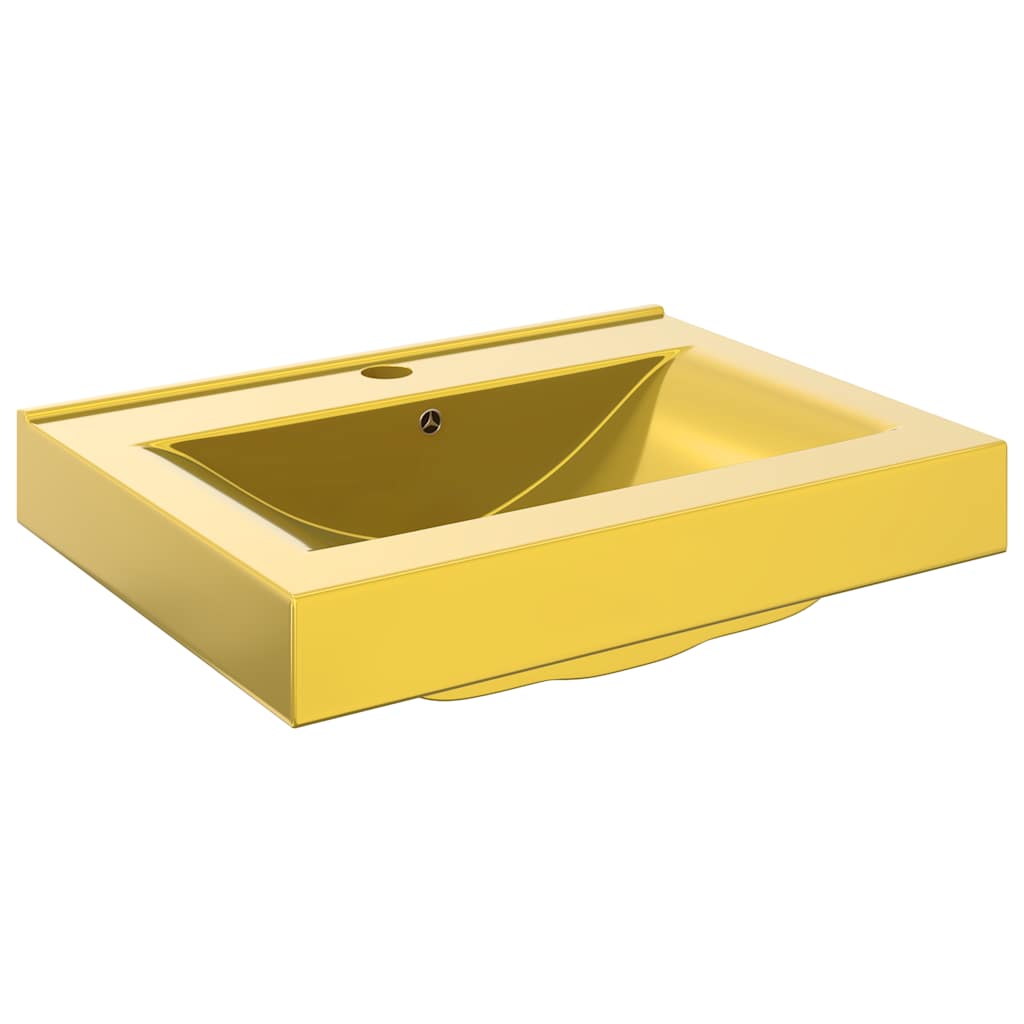vidaXL Umyvadlo s přepadem 60 x 46 x 16 cm keramické zlaté