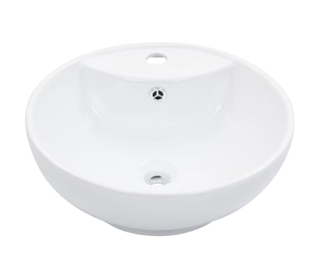 vidaXL Lavabo con rebosadero 46,5x18 cm cerámica blanco