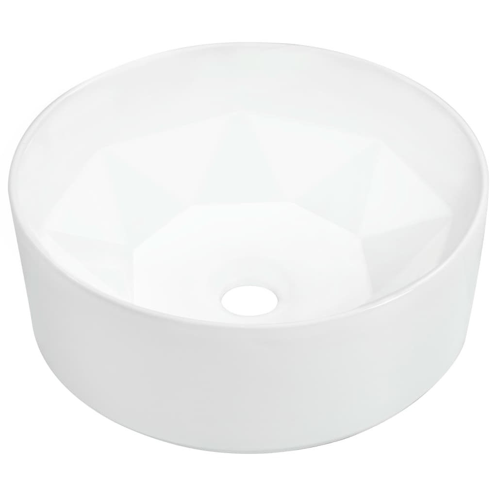 Salle De Bain Moderne : Vasque à Poser Chic - Artiste Édition Design De Diamant - Tendance «Urbaine» - Céramique - Blanc - 36*14cm