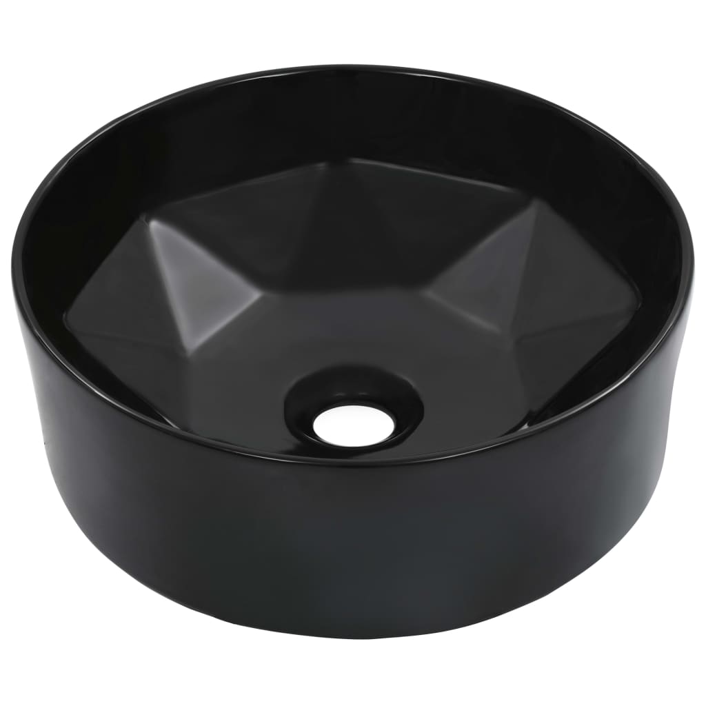 vidaXL Chiuvetă de baie, negru, 36 x 14 cm, ceramică poza vidaxl.ro