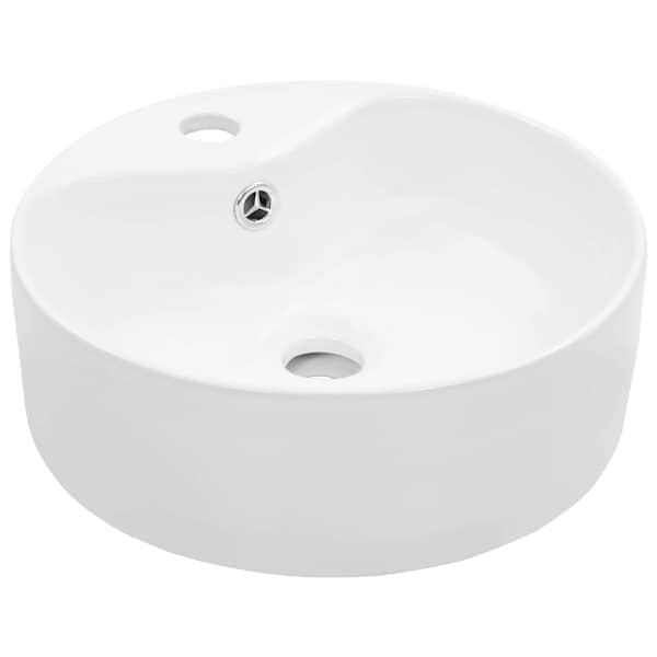 vidaXL valamu, &uuml;levooluavaga 36 x 13 cm, keraamiline, valge
