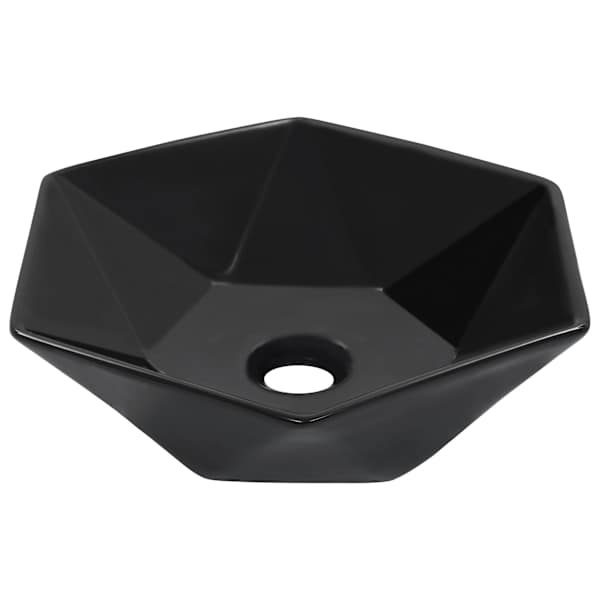 vidaXL valamu, 41 x 36,5 x 12 cm, keraamiline, must