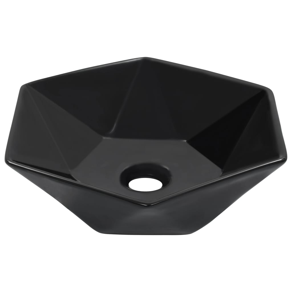 vidaXL Chiuvetă de baie, negru, 41 x 36,5 x 12 cm, ceramică vidaXL