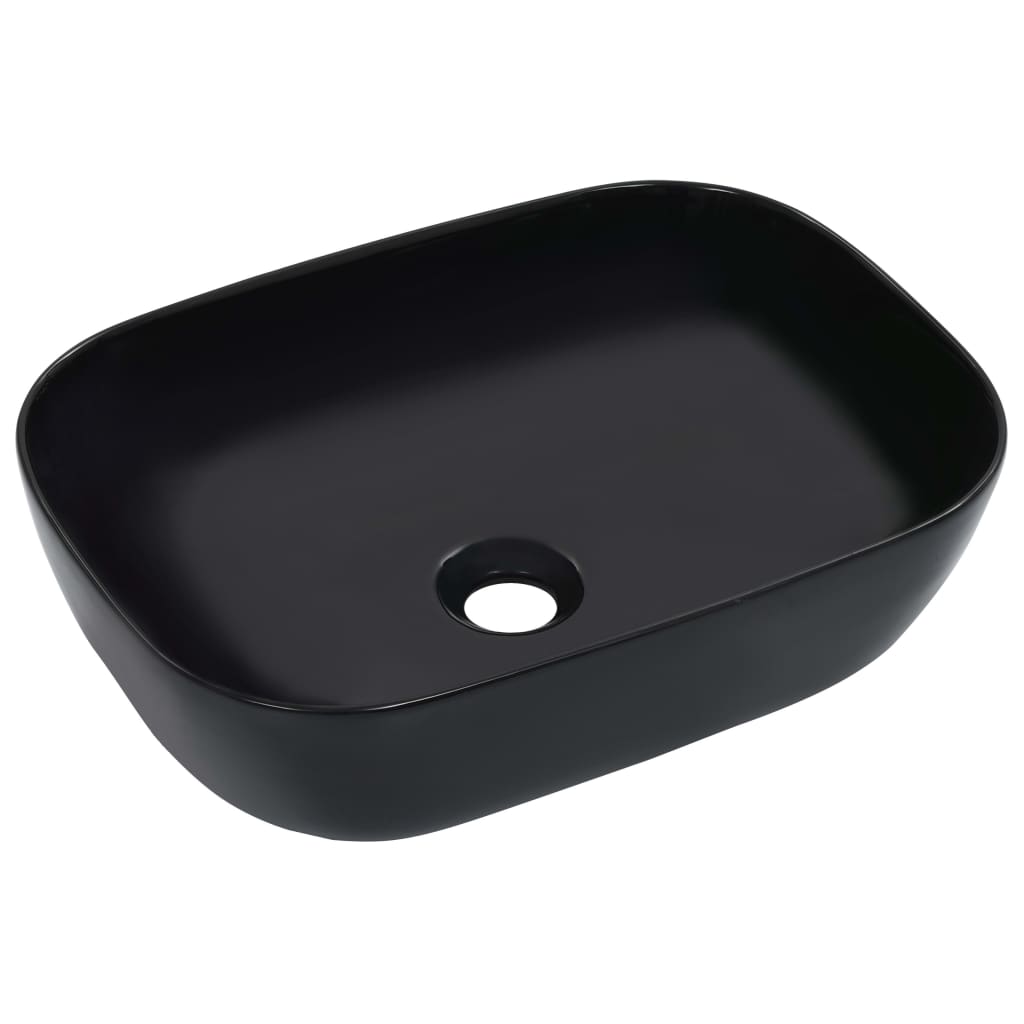 vidaXL Chiuvetă de baie, negru, 45,5 x 32 x 13 cm, ceramică poza vidaxl.ro