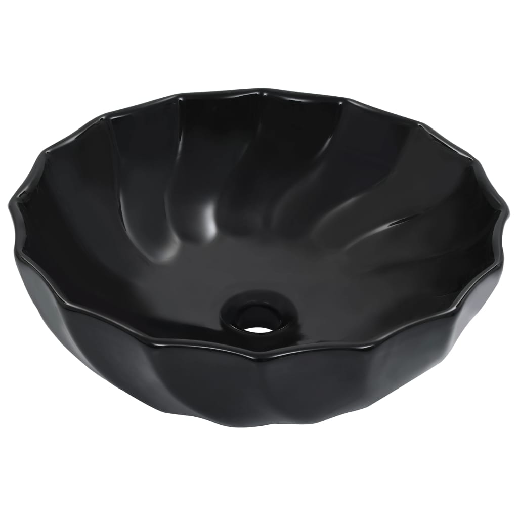vidaXL Chiuvetă de baie, negru, 46 x 17 cm, ceramică vidaXL