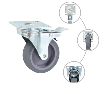 vidaXL Swivel Casters with Double Brakes 4 pcs 75 mm