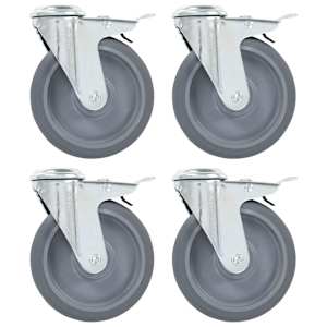 vidaXL poldiavaga p&ouml;&ouml;rlevad rattad topeltpiduritega 4 tk 125 mm