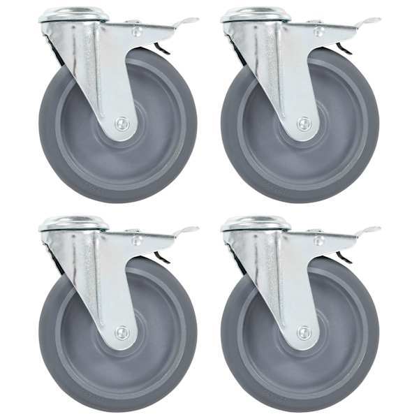 vidaXL poldiavaga p&ouml;&ouml;rlevad rattad topeltpiduritega 4 tk 125 mm