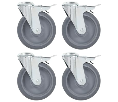 vidaXL 4x Ruedas Giratorias Agujero Pasador y Frenos Dobles Almac/én /Útil Industria Manipulaci/ón Materiales Resistentes Superficie Suave Robustas 75mm