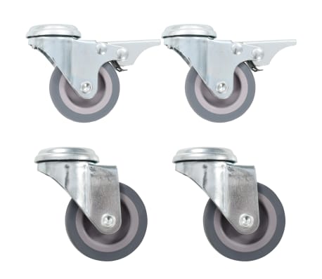 vidaXL 4x Ruedas Giratorias Agujero Pasador y Frenos Dobles Almac/én /Útil Industria Manipulaci/ón Materiales Resistentes Superficie Suave Robustas 75mm