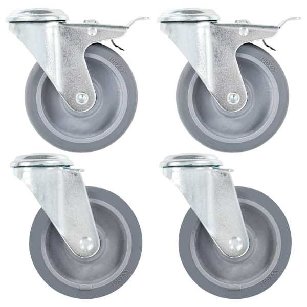 vidaXL poldiaukudega p&ouml;&ouml;rlevad rattad, 4 tk, 100 mm