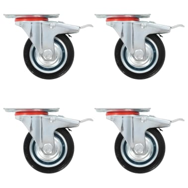 vidaXL Roulettes pivotantes avec double frein 4 pcs 75 mm