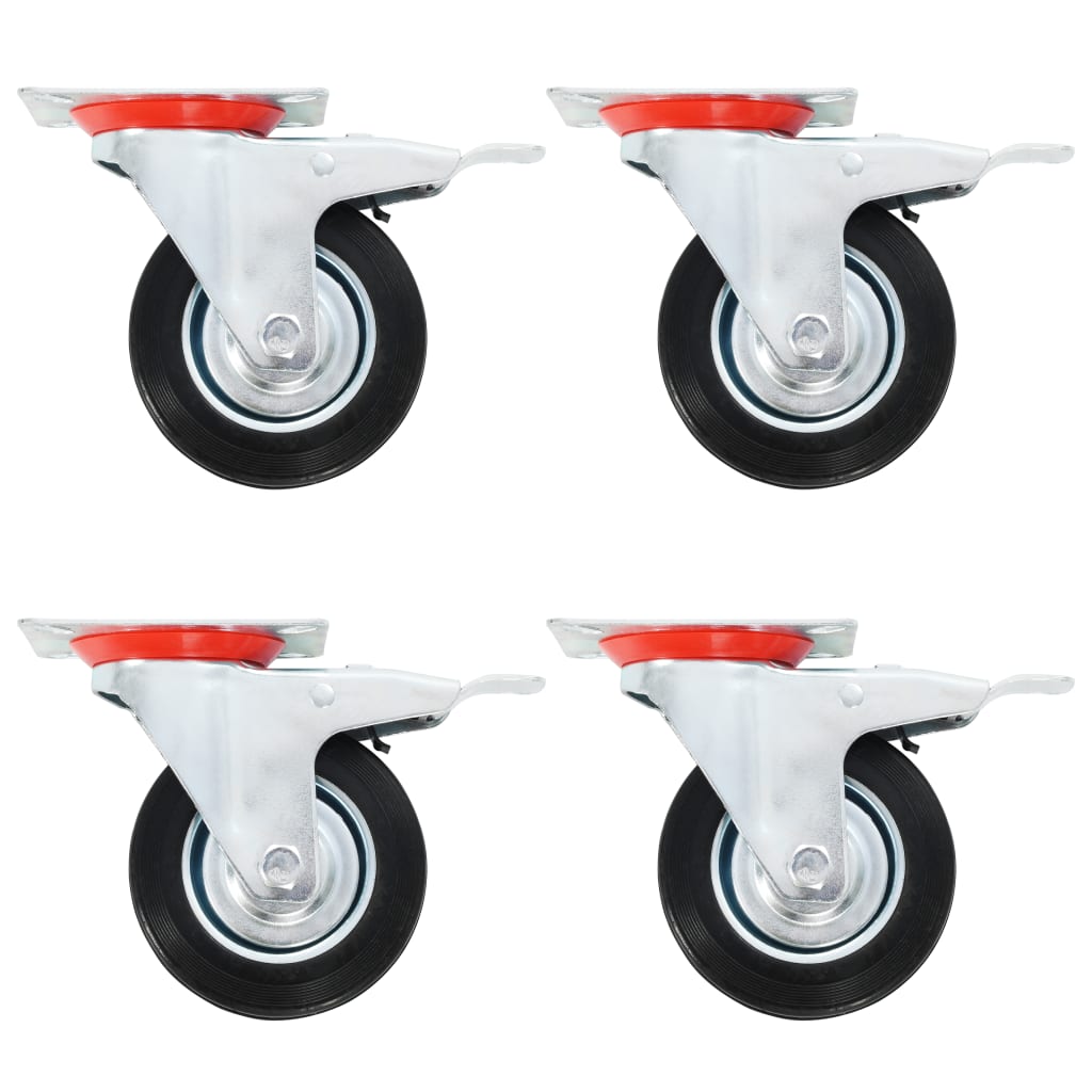 Swivel Casters with Double Brakes Furniture Casters Trolley Caster vidaXL