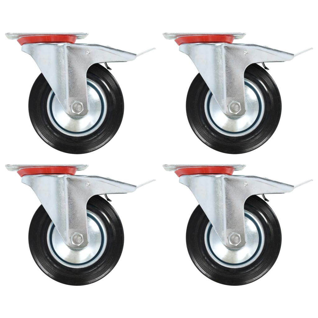 vidaXL Otočná kolečka s dvojitou brzdou 4 ks 160 mm