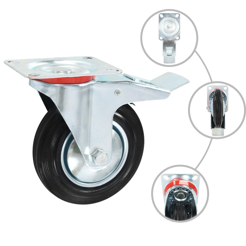 vidaXL Zwenkwielen met dubbele remmen 4 st 160 mm afbeelding