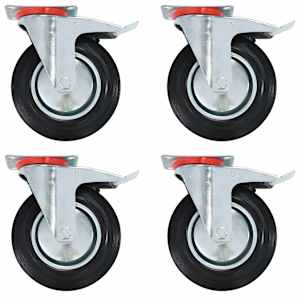 Gibljiva kolesa z dvojnimi zavorami 4 kosi 200 mm