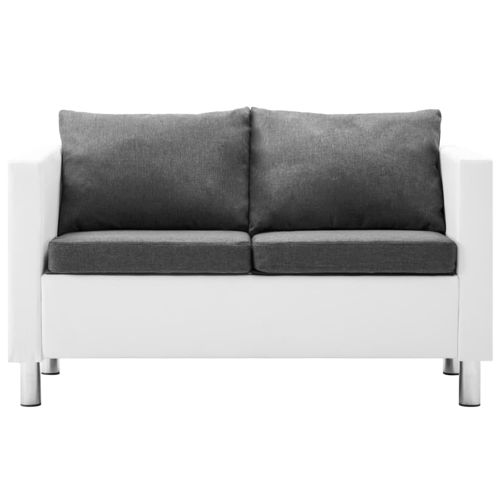 vidaXL Conjunto de sofás couro artificial 2 pcs branco/cinzento claro