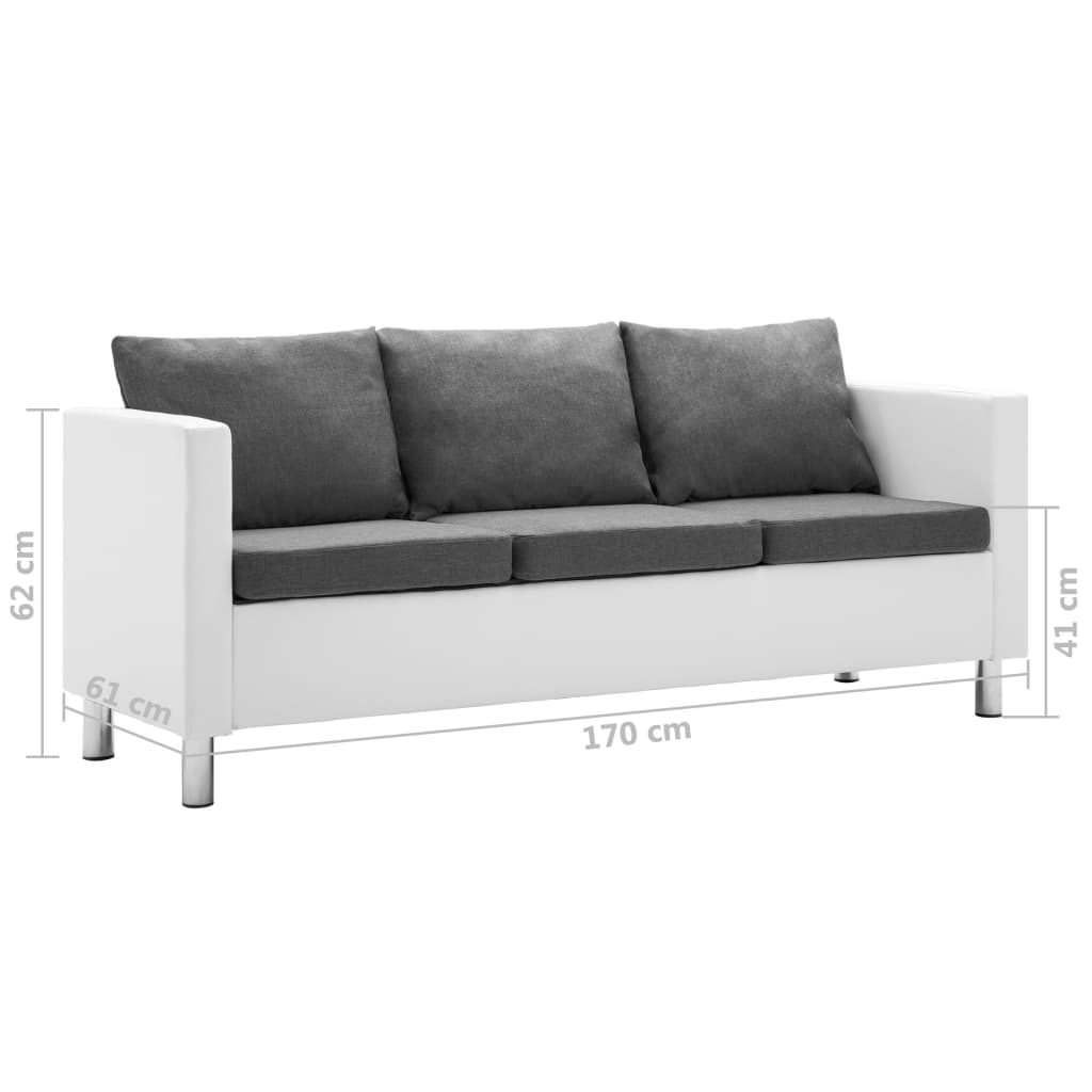 Set canapele, 2 piese, alb și gri deschis, piele ecologică