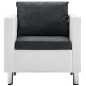 vidaXL Sofos komplektas, 2d., dirbtinė oda, balt. ir tams. pilkos sp.