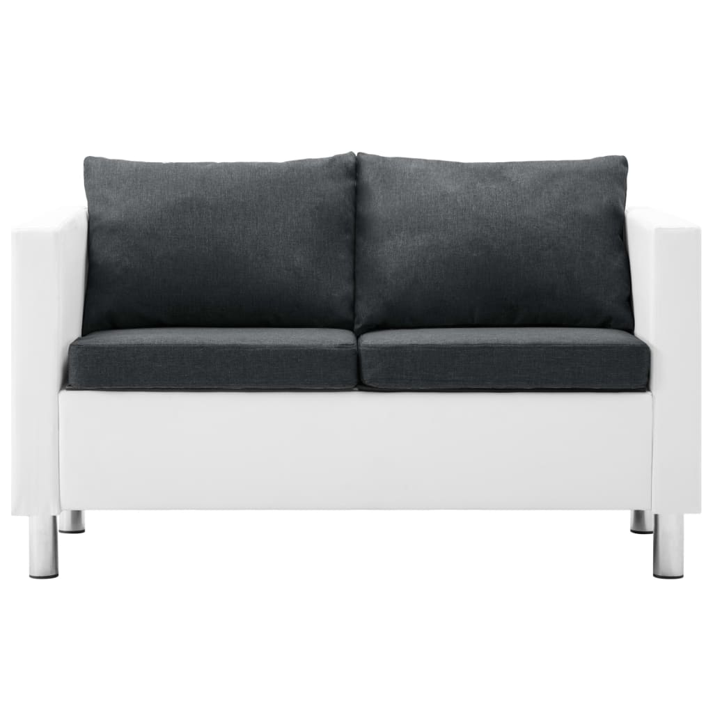 vidaXL Sofaset 2-teilig Kunstleder Weiß und Dunkelgrau