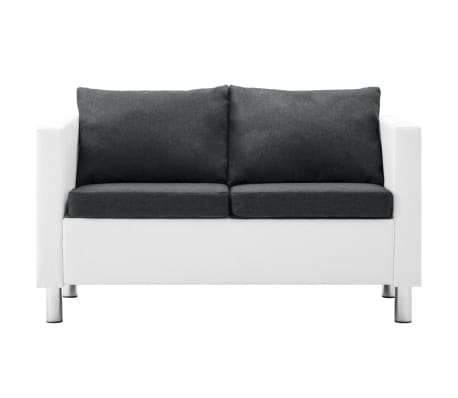 vidaXL dīvāni, 2 gab., balts un tumši pelēks, mākslīgā āda