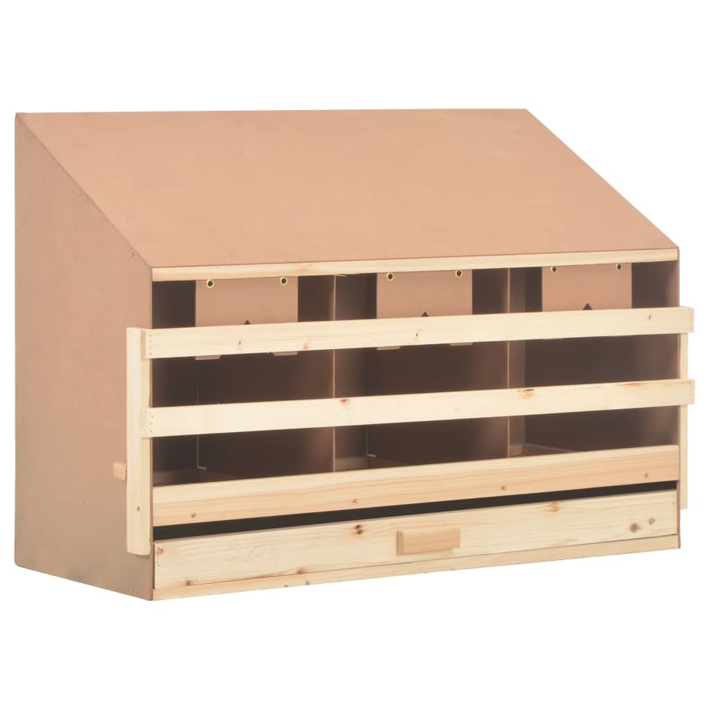 

vidaXL Kippenlegkast 3 compartimenten 93x40x65 cm massief grenenhout