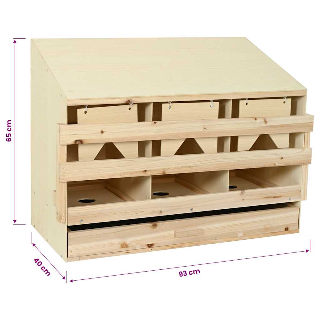 Gnezdišče za kokoši s 3 predelki 93x40x65 cm trdna borovina - slika 10