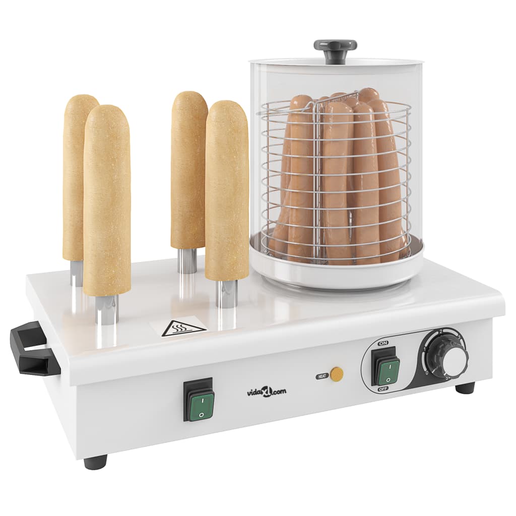 vidaXL Hot dog -lämmitin 4 tankoa ruostumaton teräs 550 W