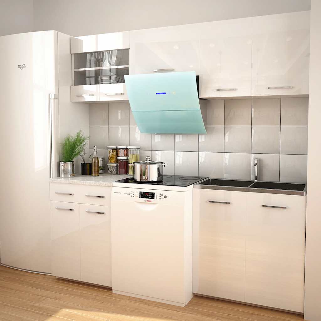 vidaXL Armoires de cuisine 5 pcs avec hotte Blanc brillant 