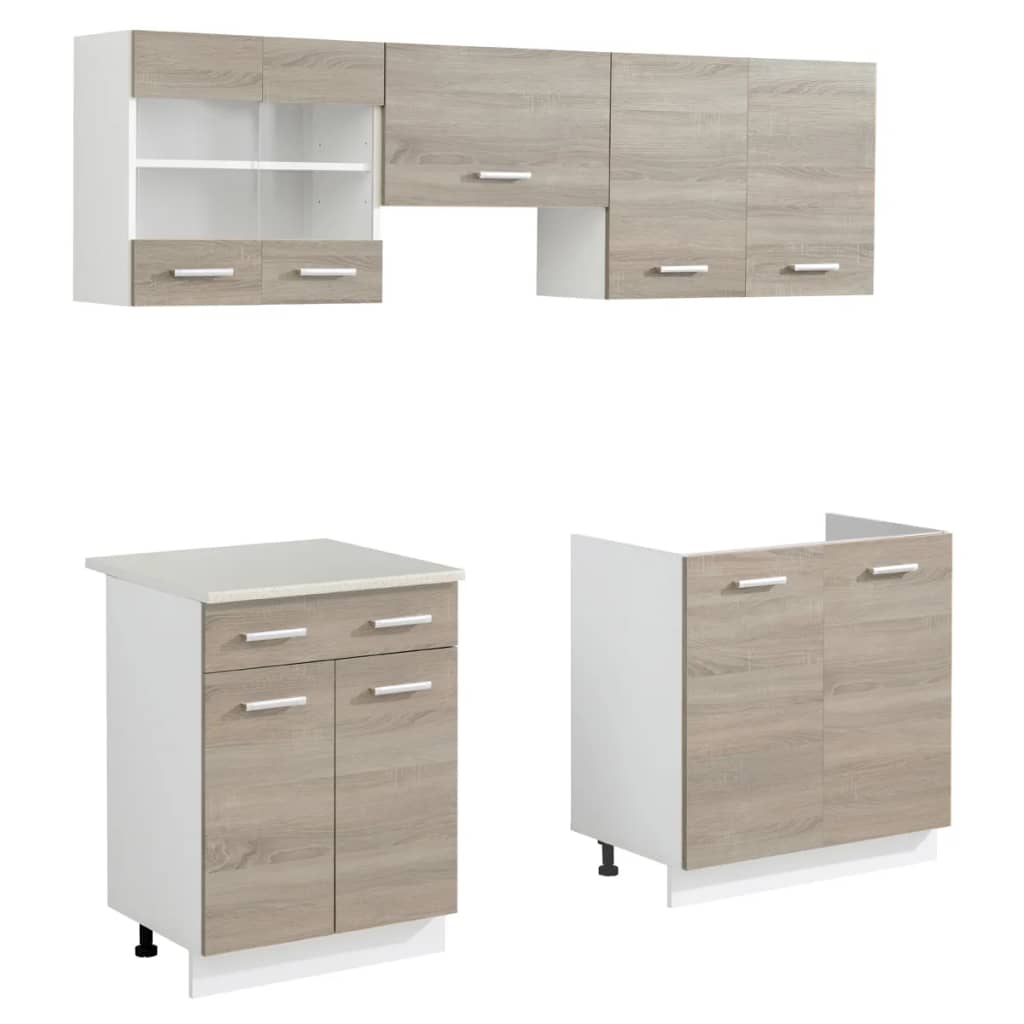 

vidaXL Keukenkastenset met afzuigkap 5-delig eiken look