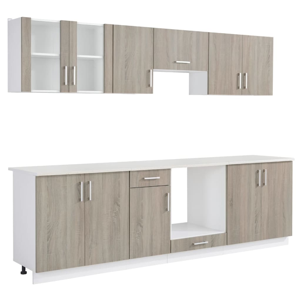 

vidaXL Keukenkastenset met afzuigkap 8-delig eiken look