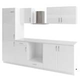 vidaXL Kitchen Cabinet Unit Set with Range Hood High Gloss White 270cm