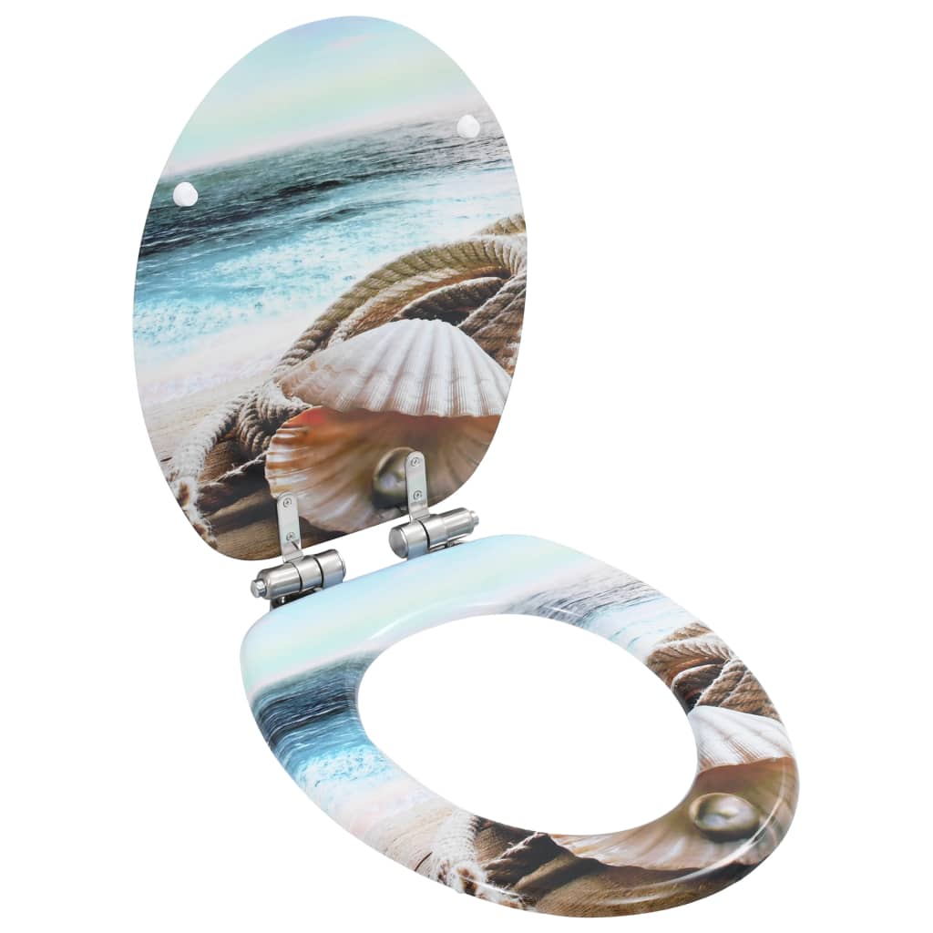 vidaXL WC sedátko s funkcí pomalého sklápění MDF motiv mušlí