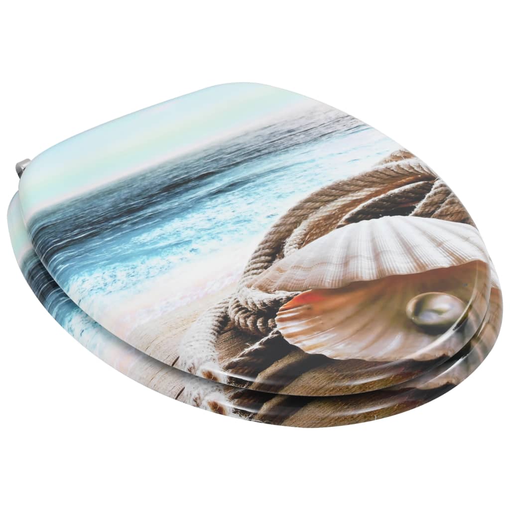 Thumbnail - vidaXL Toilettensitz mit Deckel MDF Muschel-Design