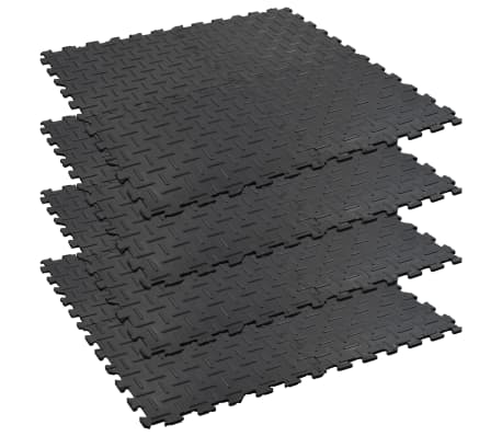vidaXL Floor Mats 4 pcs Anti-Slip Rubber 60x60 cm 12 mm Groove | vidaXL.ie