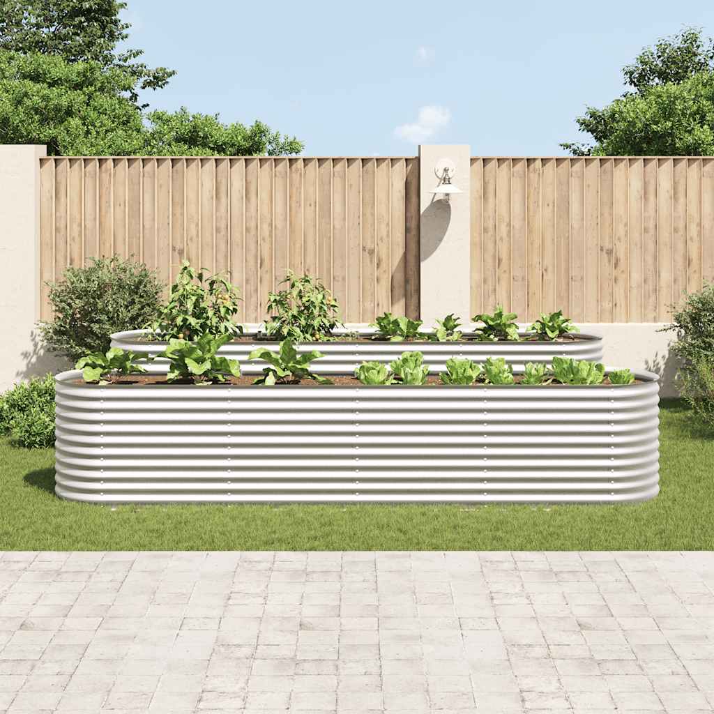 vidaXL Plantenbak verhoogd 400x80x81 cm gegalvaniseerd staal zilver afbeelding