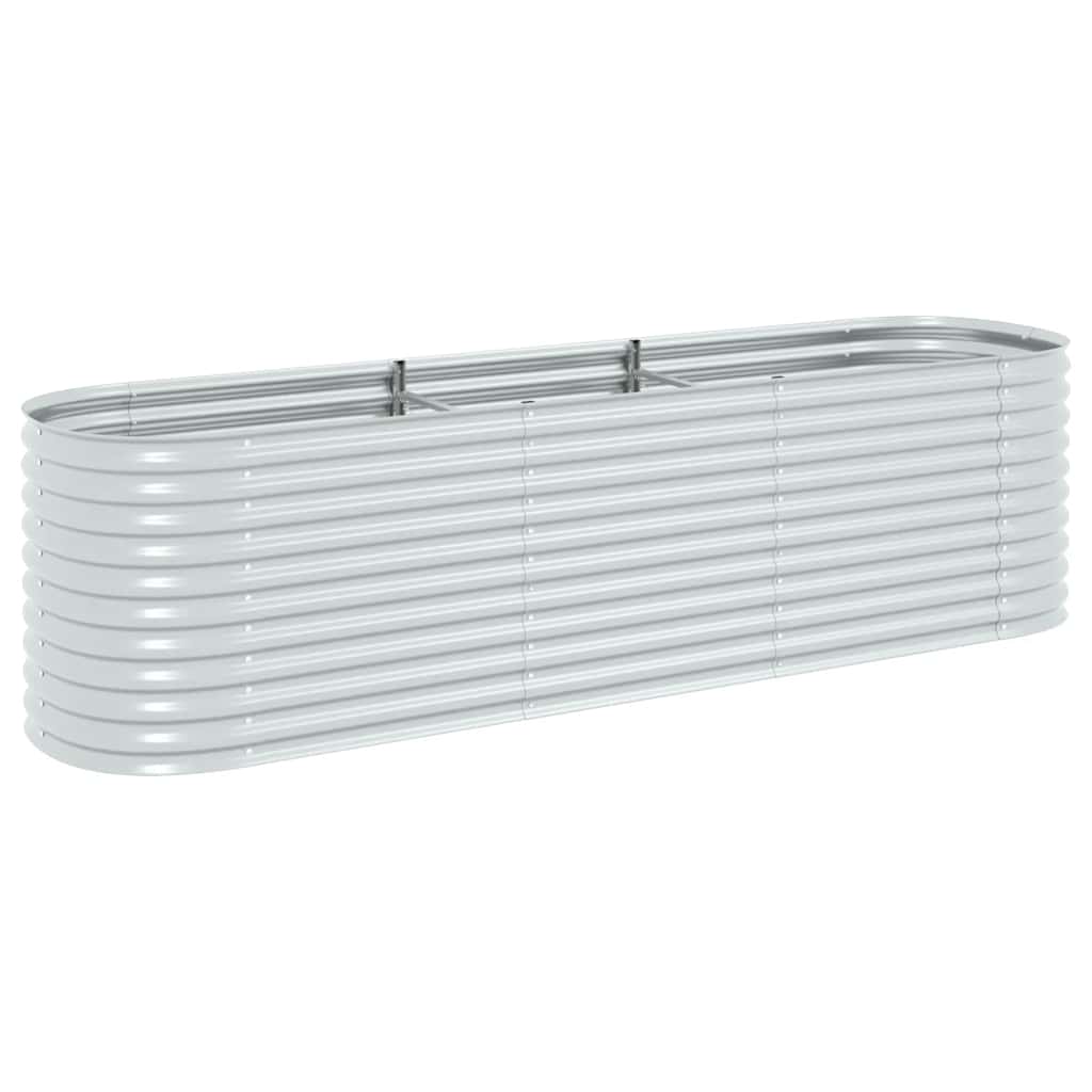 vidaXL Vyvýšený záhon 320 x 80 x 81 cm pozinkovaná ocel stříbrný