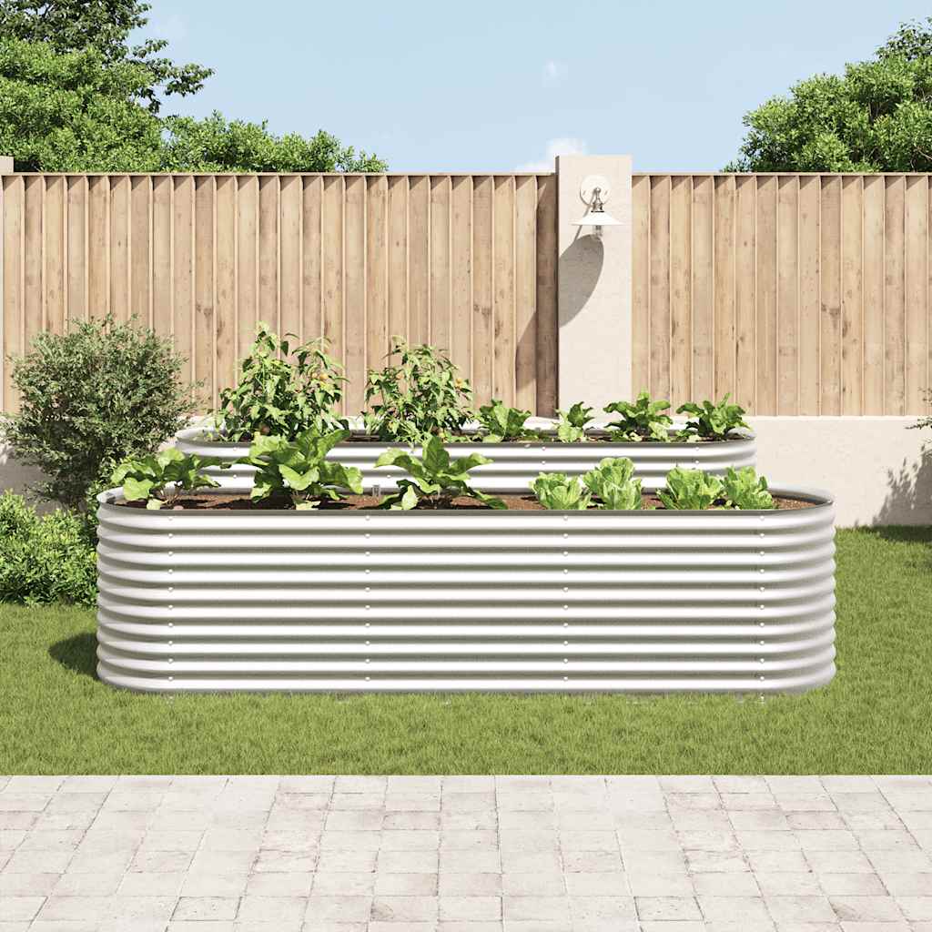 vidaXL Plantenbak verhoogd 320x80x81 cm gegalvaniseerd staal zilver afbeelding