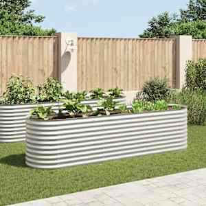 Visoka greda 320x80x81 cm pocinkano jeklo srebrna