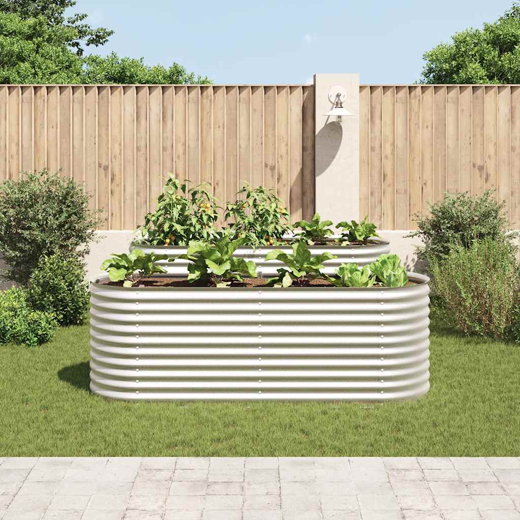 vidaXL Plantenbak verhoogd 240x80x81 cm gegalvaniseerd staal zilver afbeelding