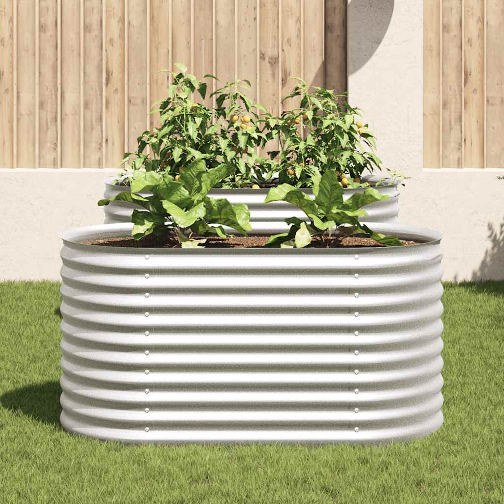 vidaXL Plantenbak verhoogd 160x80x81 cm gegalvaniseerd staal zilver afbeelding