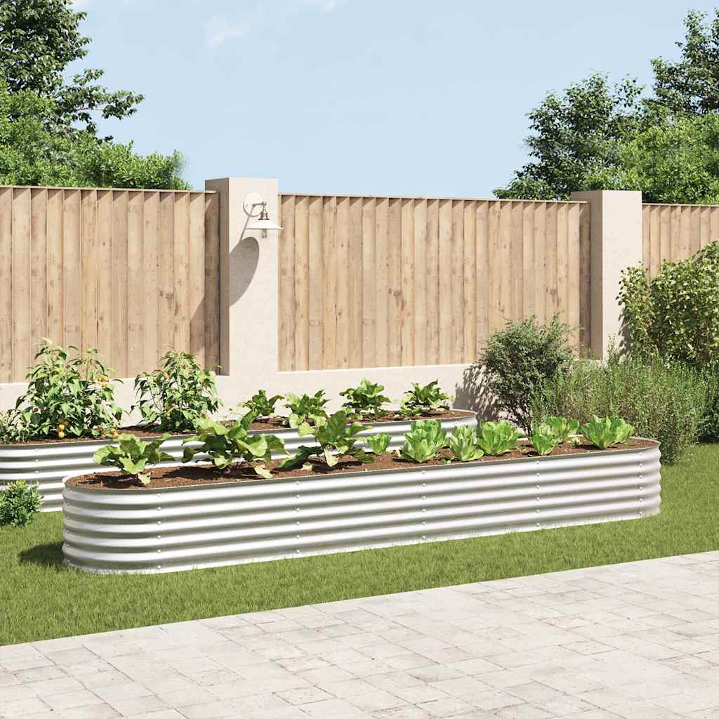 vidaXL Plantenbak verhoogd 400x80x44 cm gegalvaniseerd staal zilver afbeelding