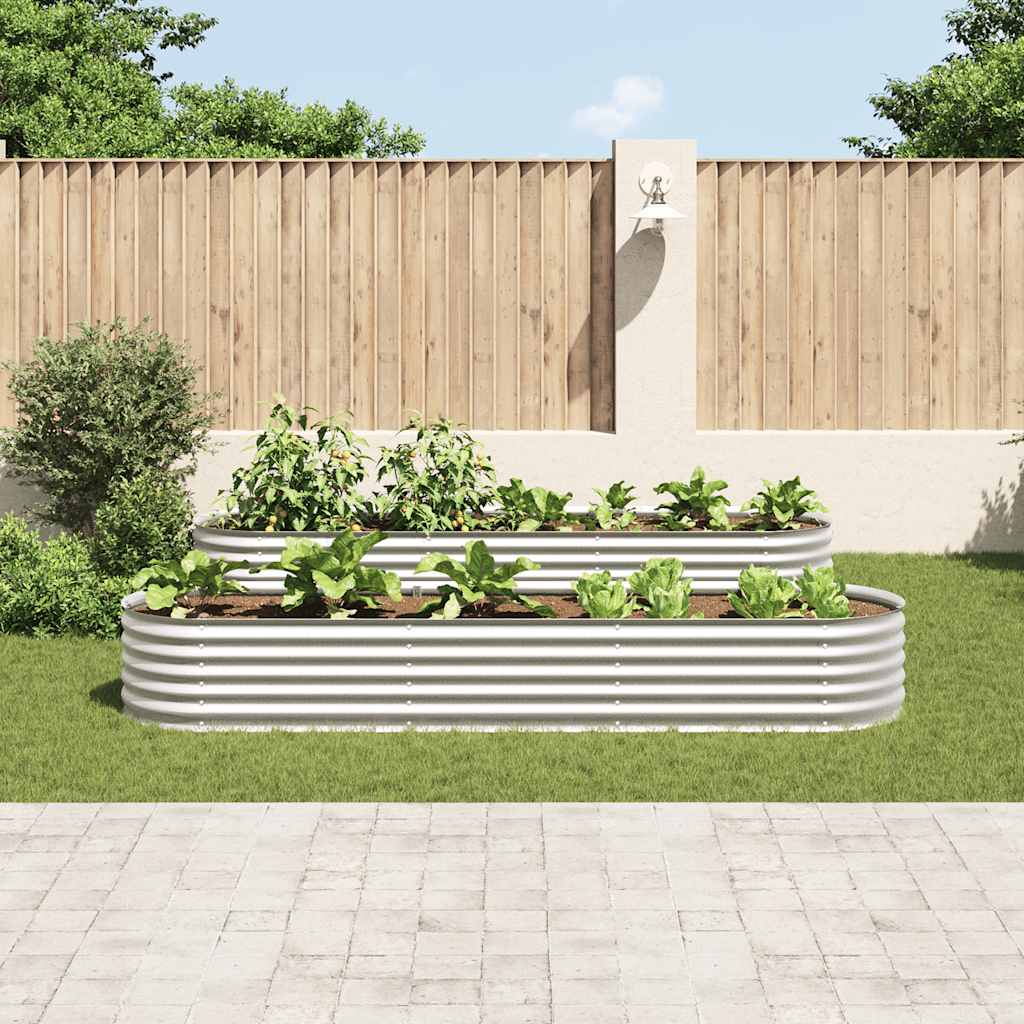 vidaXL Plantenbak verhoogd 320x80x44 cm gegalvaniseerd staal zilver afbeelding