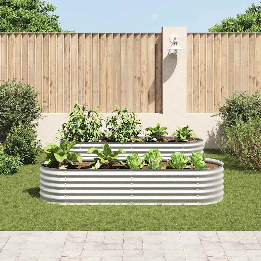 vidaXL Plantenbak verhoogd 240x80x44 cm gegalvaniseerd staal zilver afbeelding