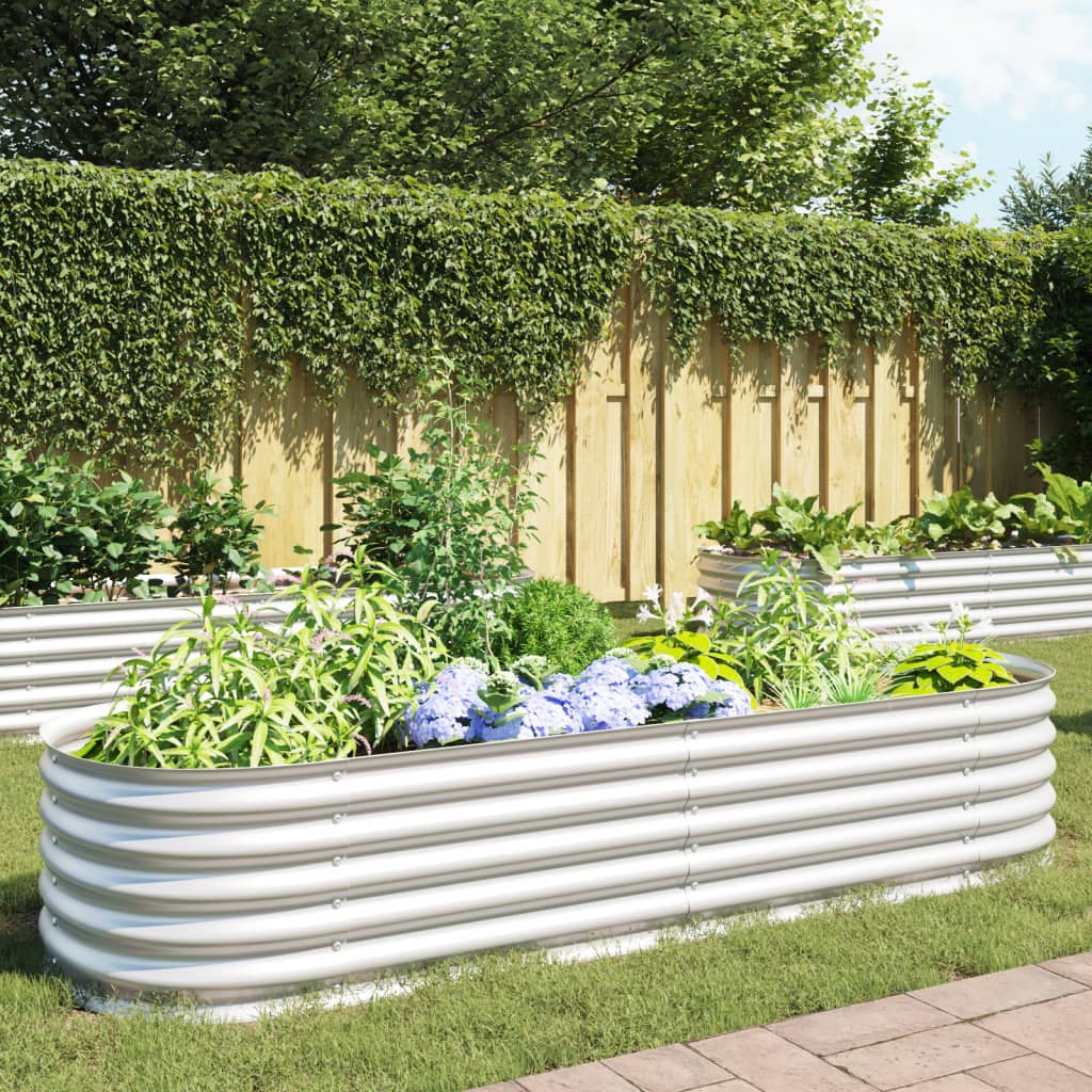 vidaXL Garten-Hochbeet 240x80x44 cm Verzinkter Stahl Silbern