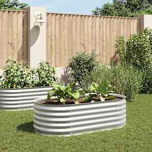 Visoka greda 160x80x44 cm pocinkano jeklo srebrna