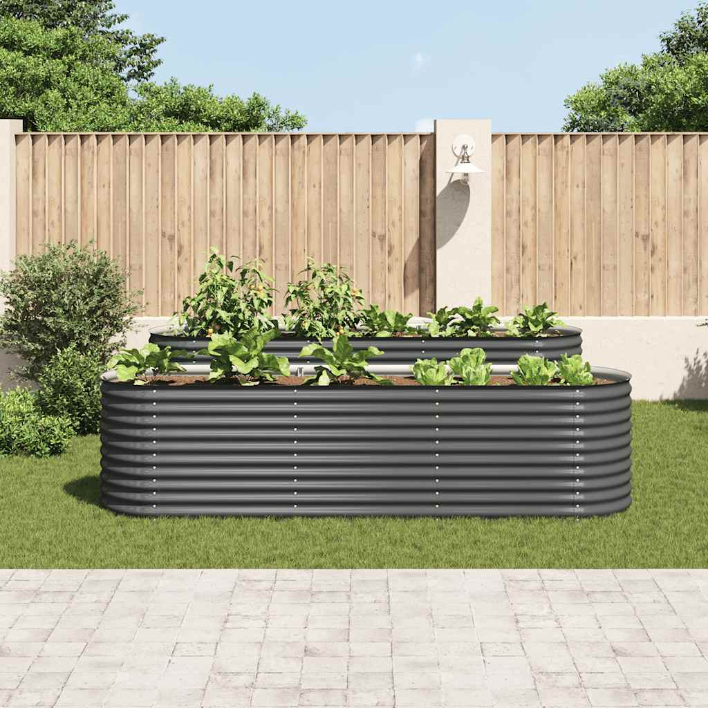 vidaXL Plantenbak verhoogd 320x80x81 cm gegalvaniseerd staal grijs afbeelding
