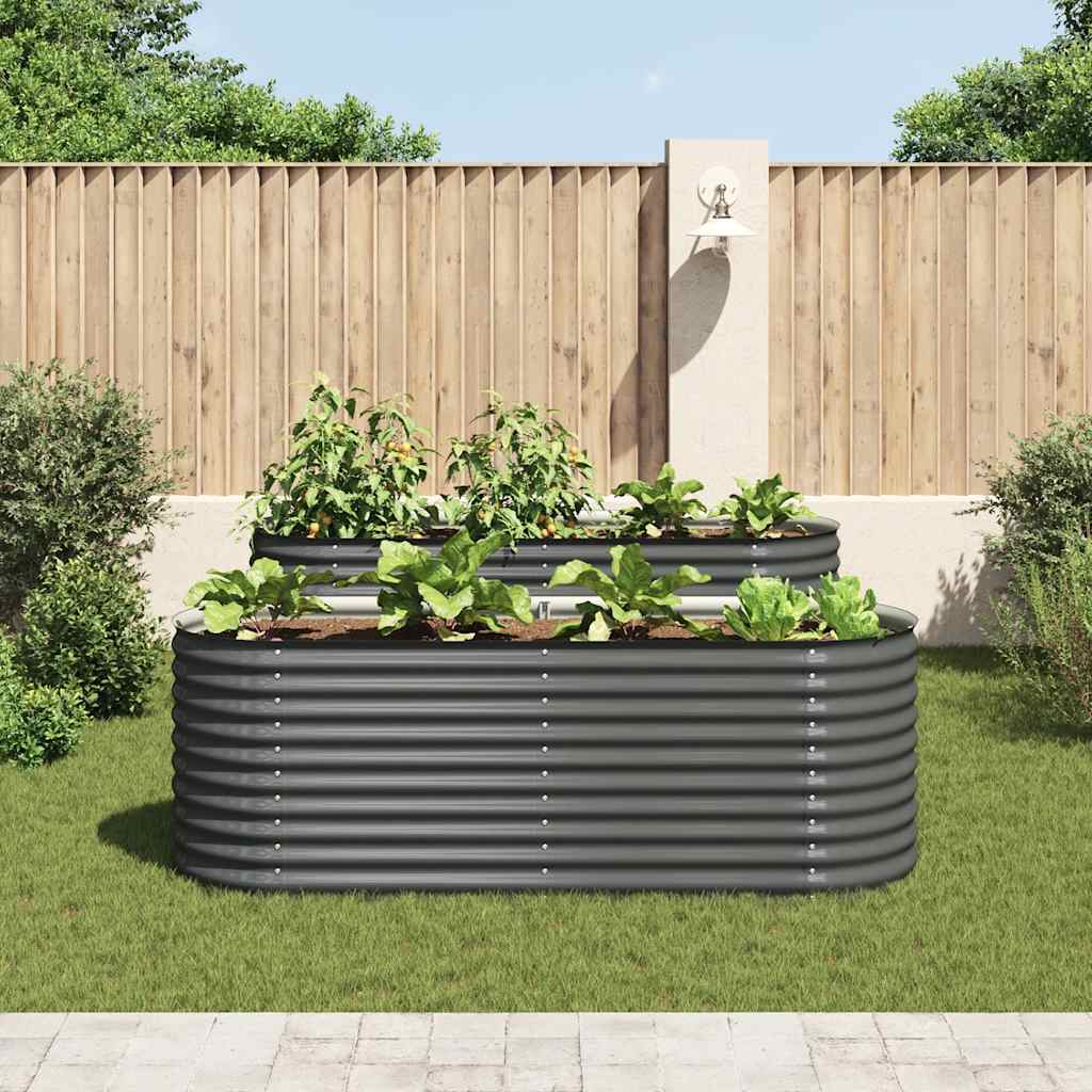 vidaXL Plantenbak verhoogd 240x80x81 cm gegalvaniseerd staal grijs afbeelding